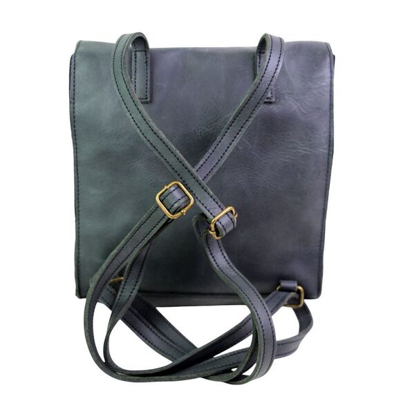 Brandy Melville ASH BLACK REAL LEATHER FLAP BACKPACK SHOULDER BAG HANDBAG PURSE main image 13
